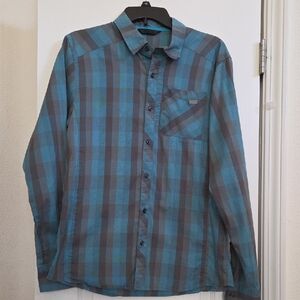 Arc'Teryx Blue And Gray Plaid Long Sleeved Button Up Shirt!